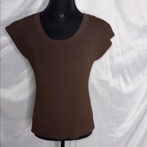 Chico's Brown Short Sleeve Scoop Neck Top